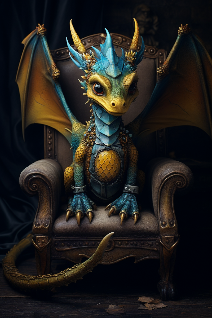 Small cute butterfly dragon on chair