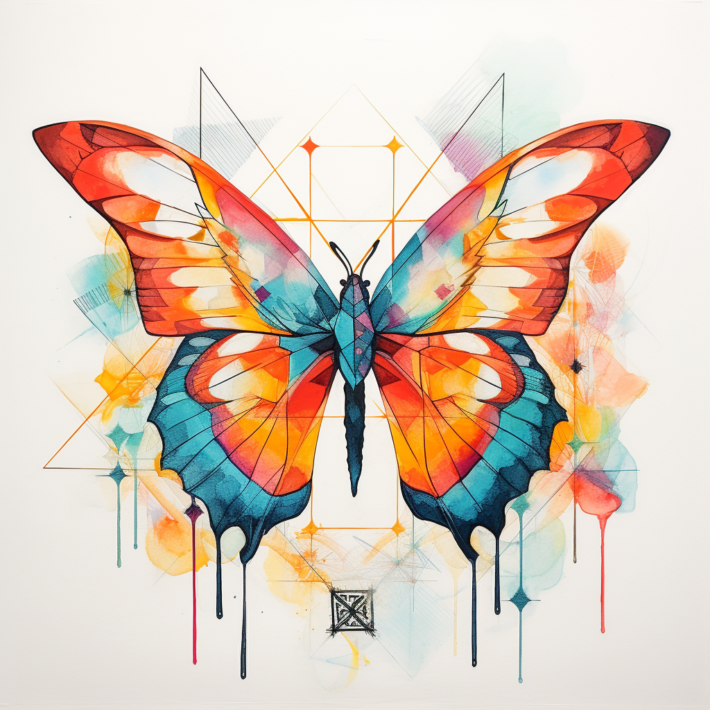 Colorful abstract butterfly with totems