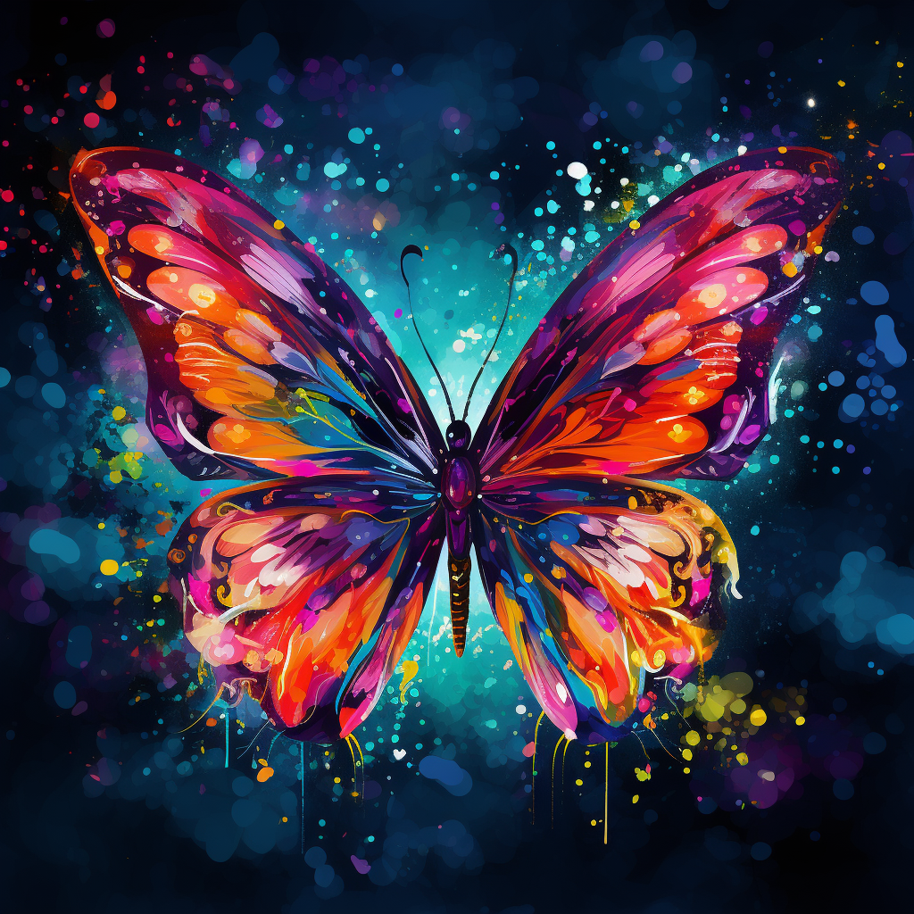 Vibrant butterfly artwork on colorful background