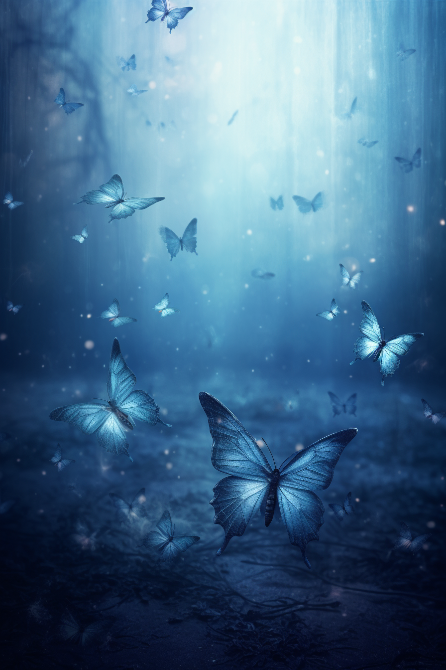 Enchanting butterfly in misty blue fog