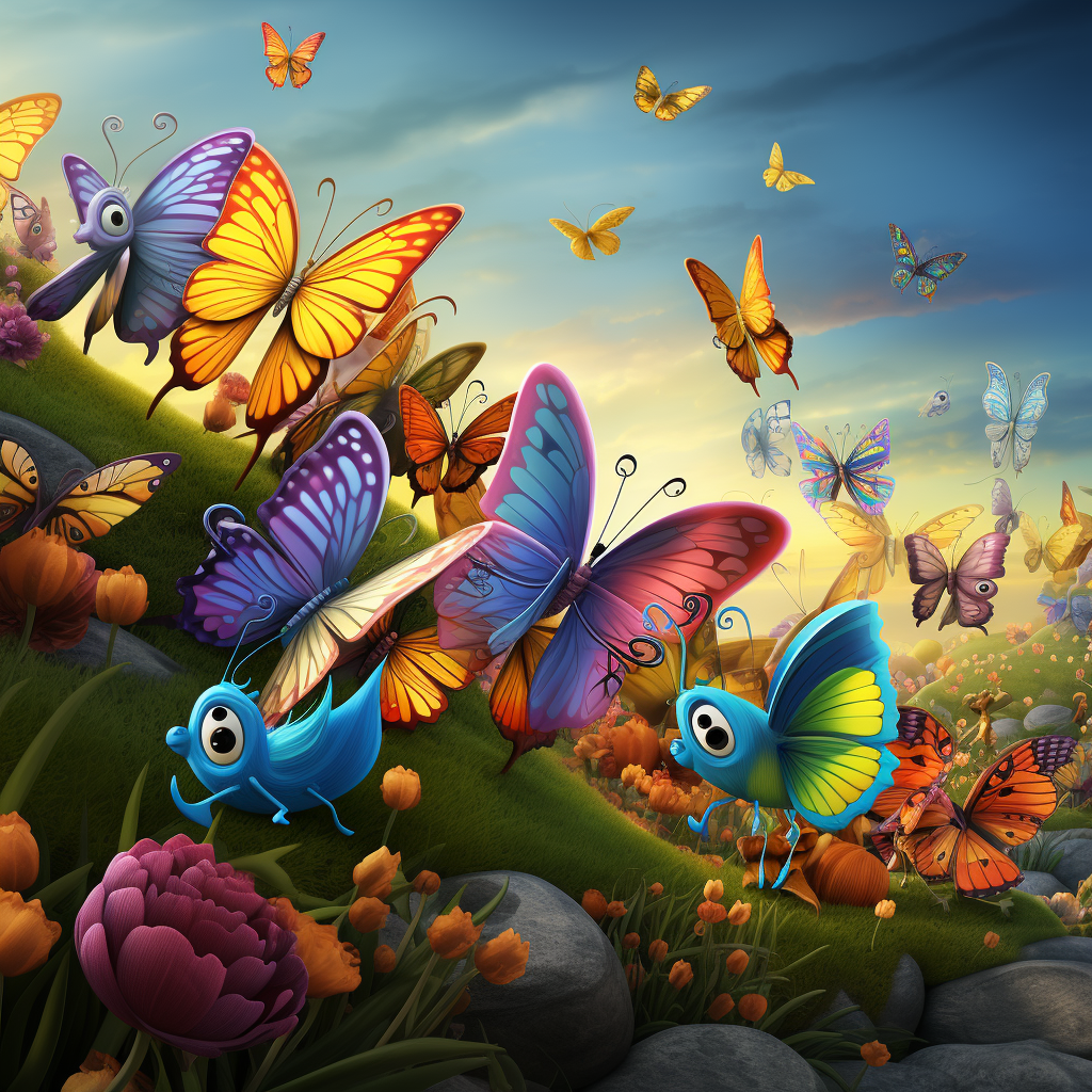 Adorable butterfly cartoon illustration