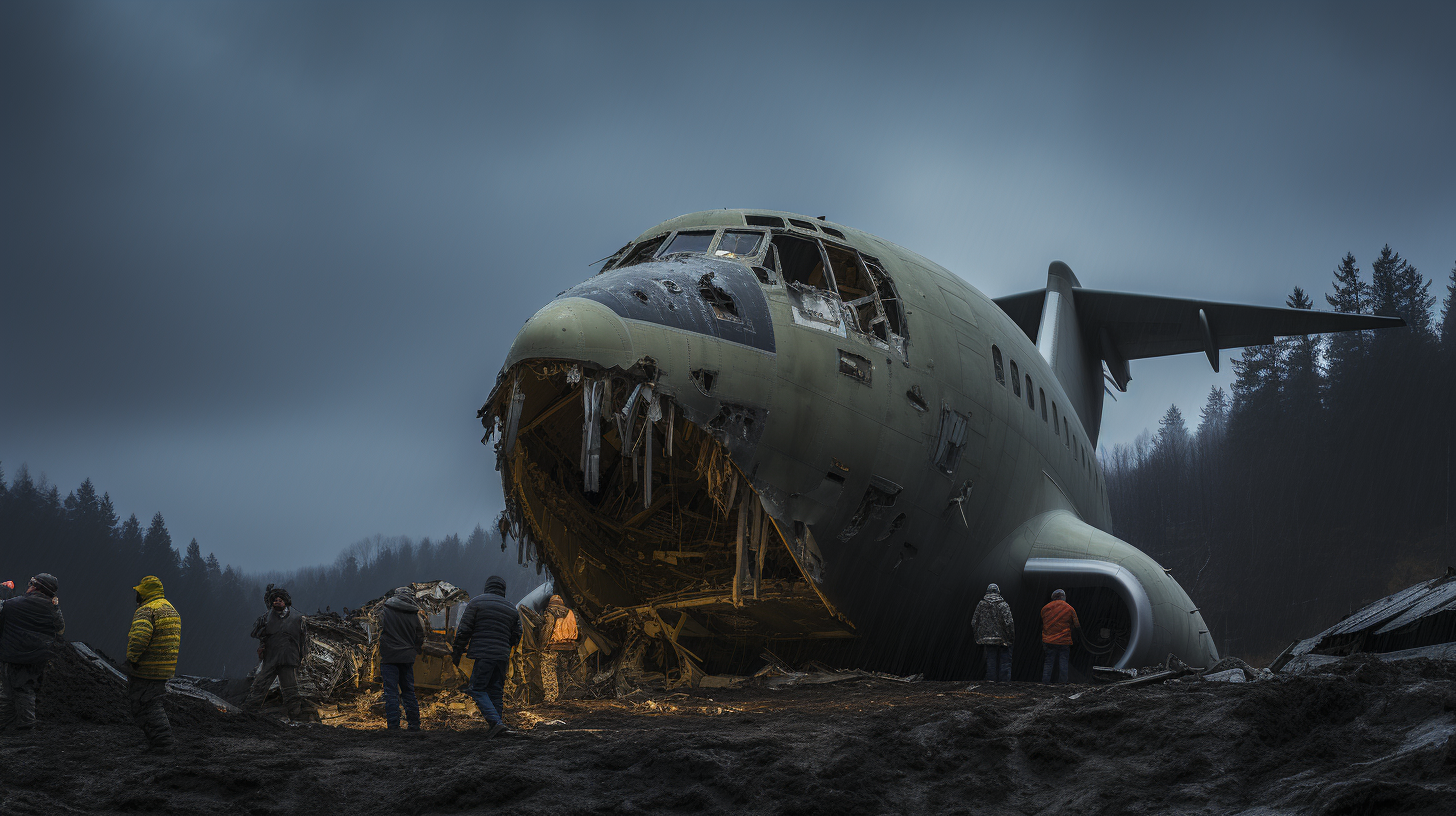 Survivors gathered around crashed C-17 Galaxy plane