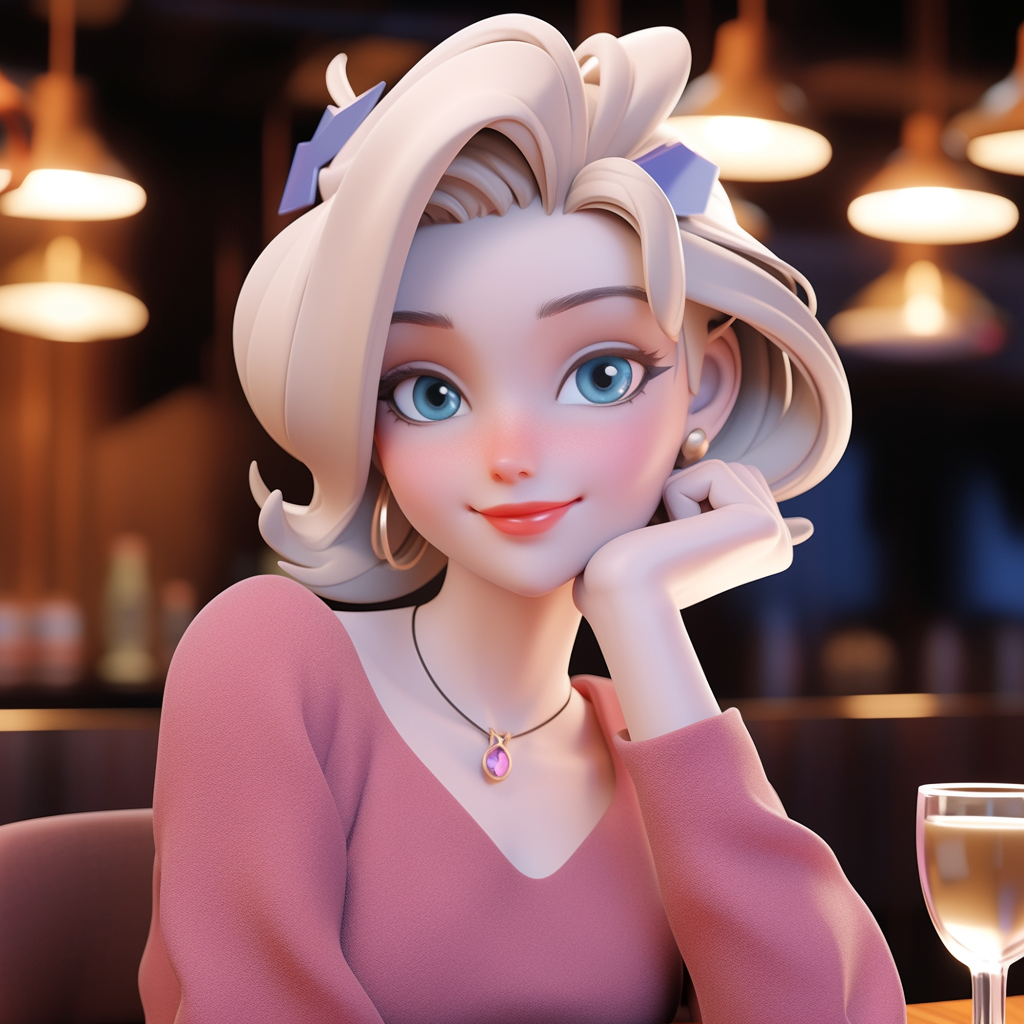 Colorful C4D cartoon of Lana Turner