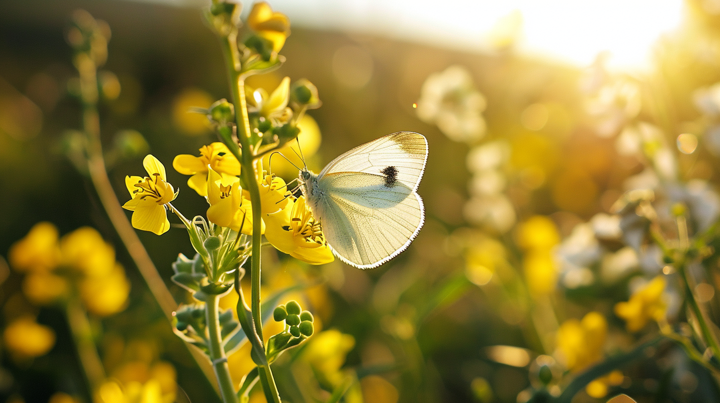 Cabbage Butterfly on Canola Flower