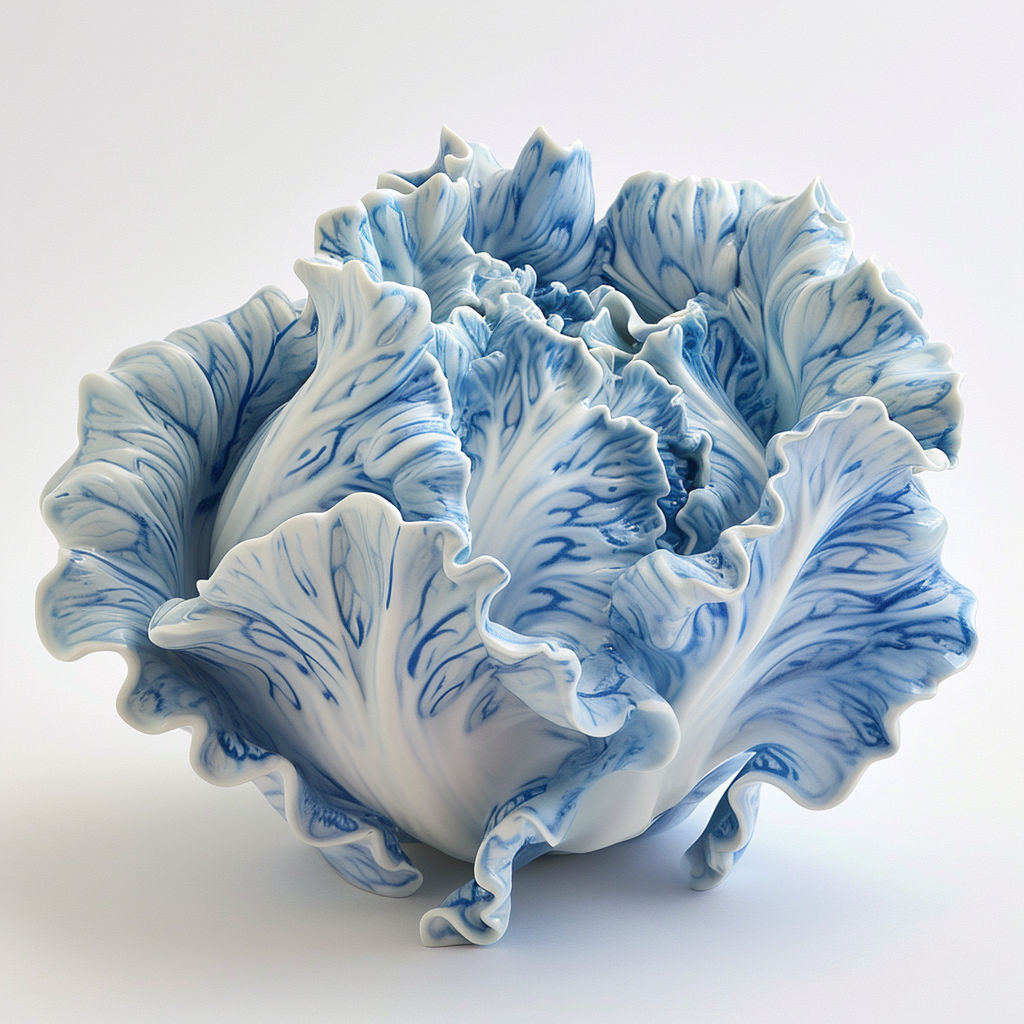 Ceramic Cabbage Head Sculpture