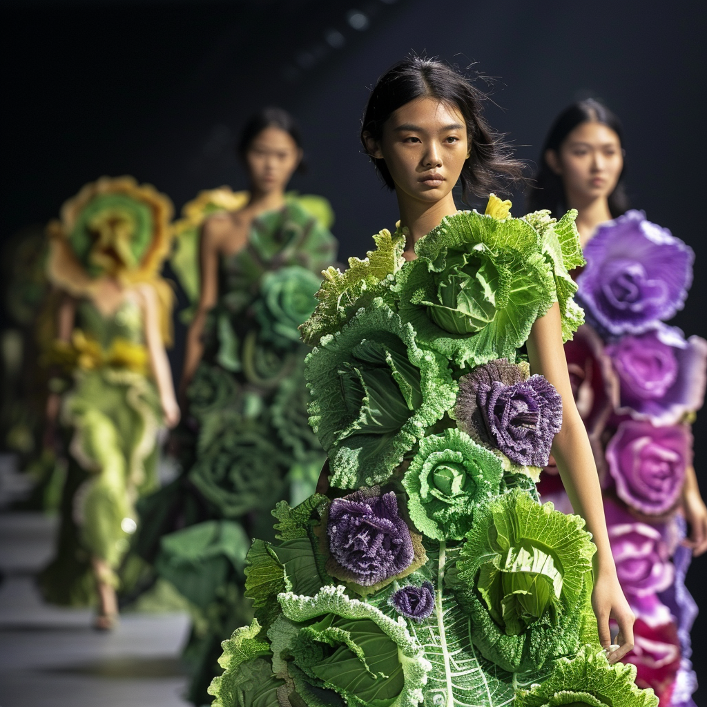 Intricate Cabbage Leaf Fashion Runway