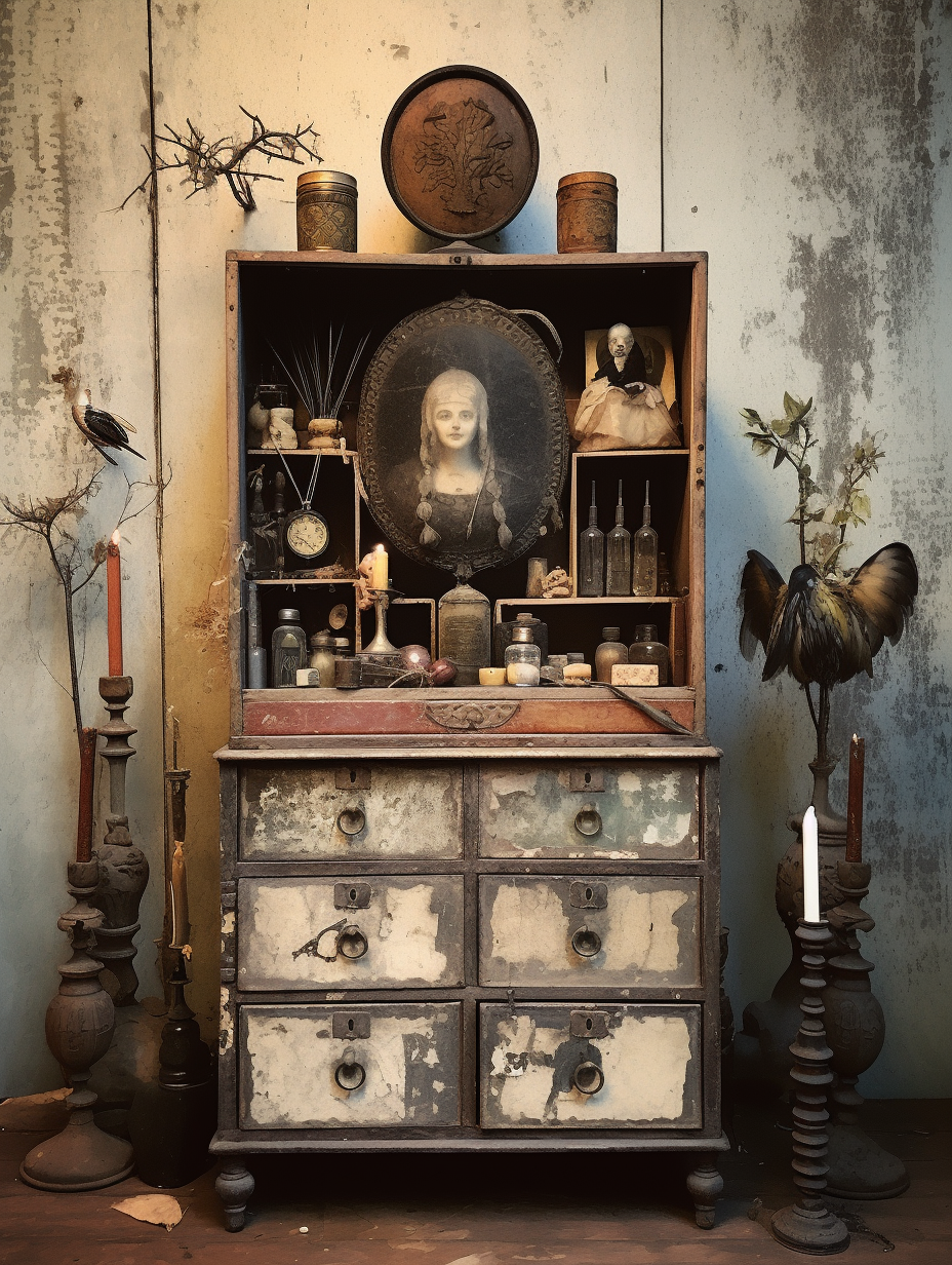 Vintage cabinet of curiosities ephemera