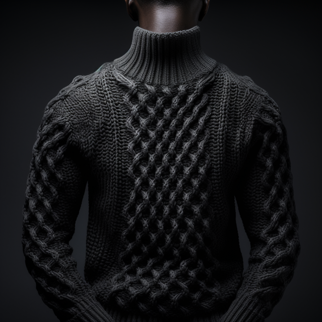 Cable Knit Sweater on Black Background