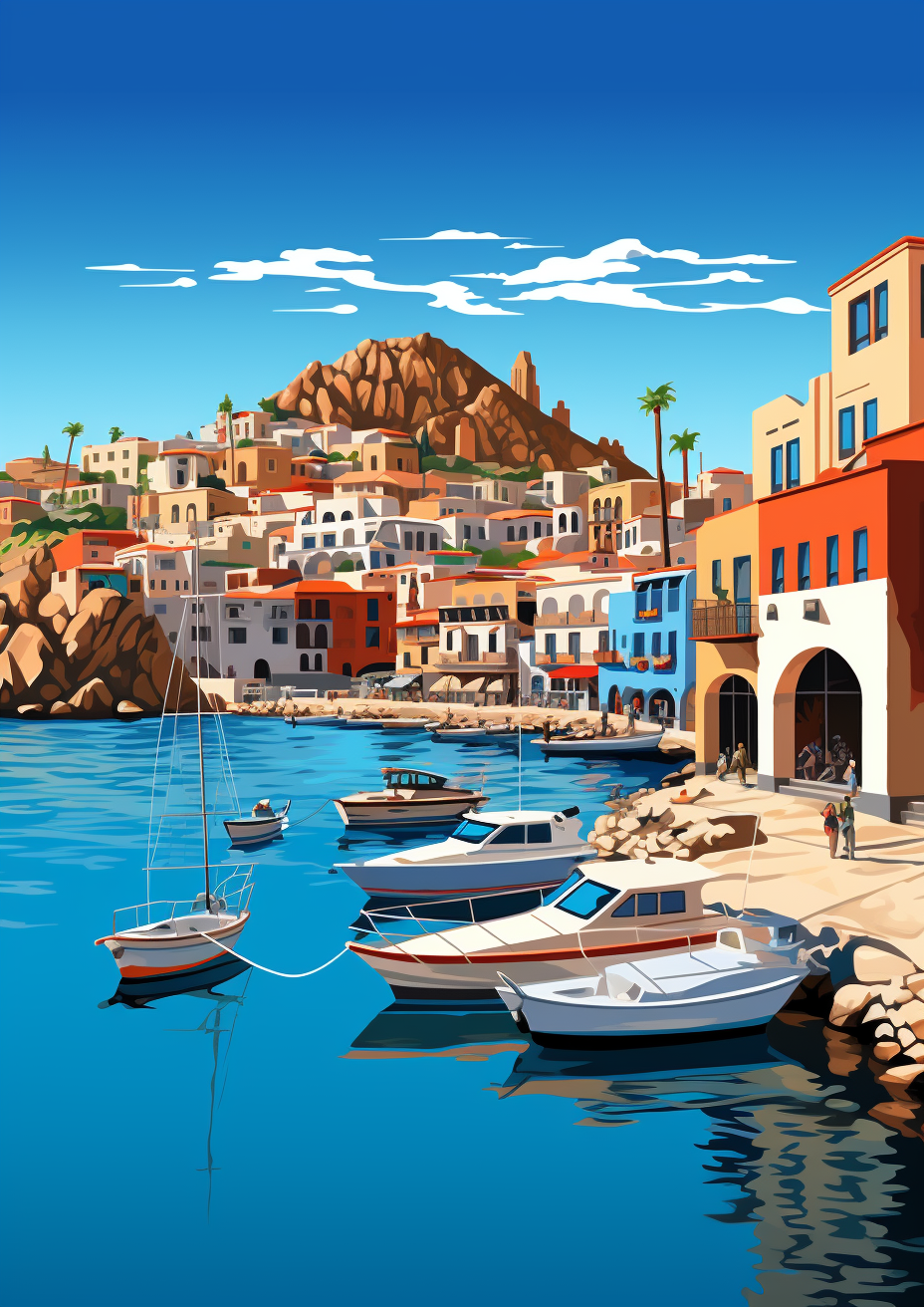 Vector illustration of sunny day in Cabo San Lucas