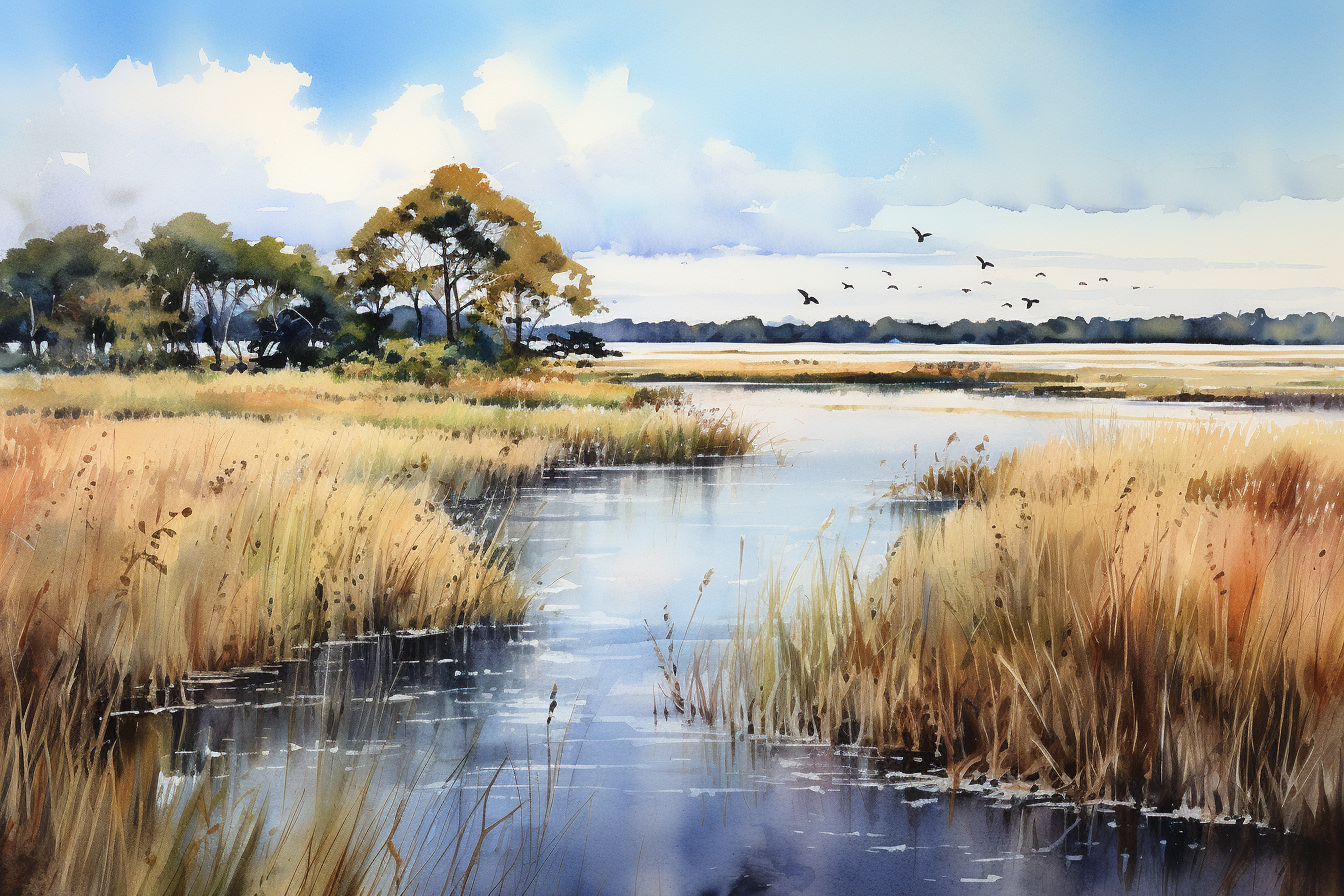 Beautiful watercolor of Cache River National Wildlife Refuge