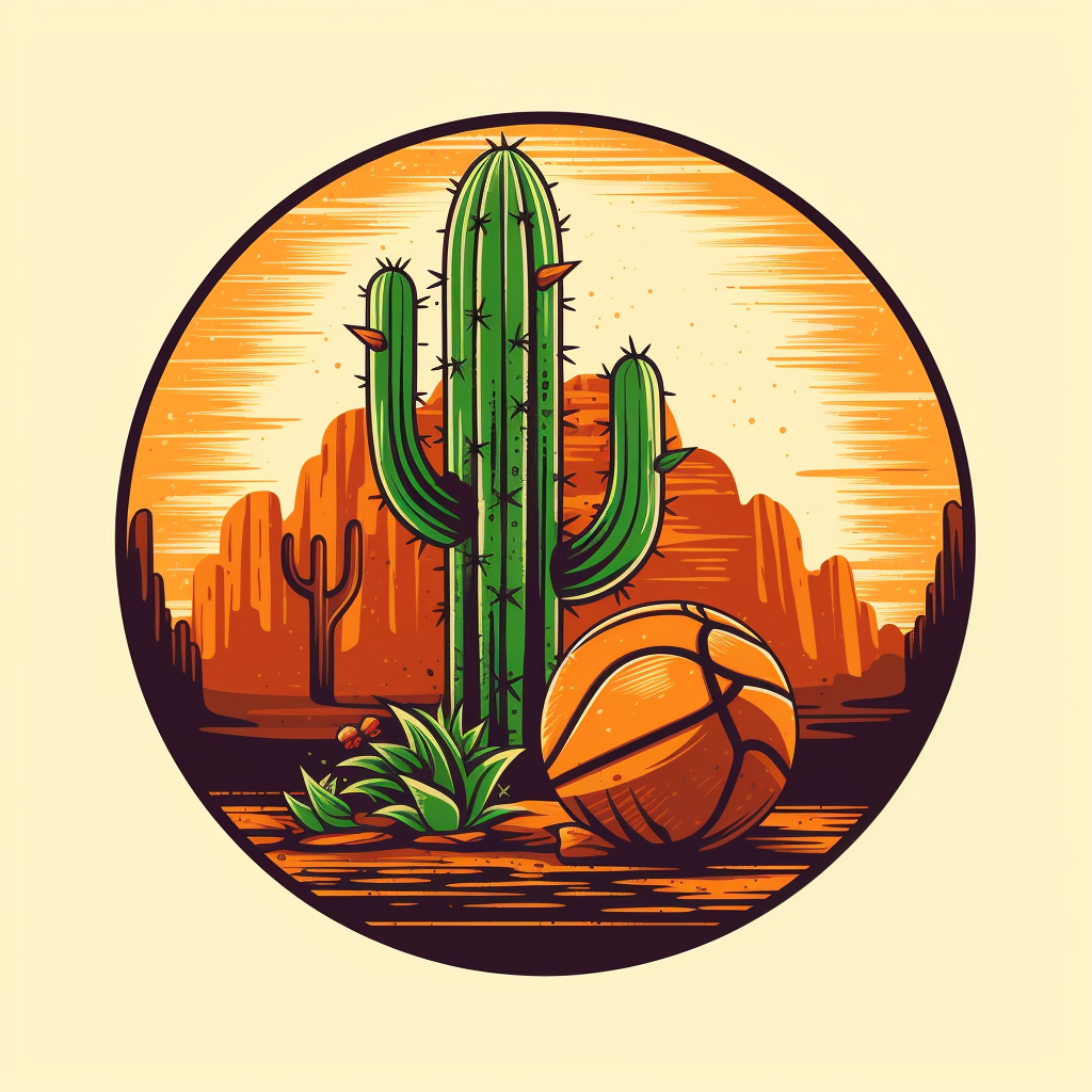 Cactus dribbling a basketball logo