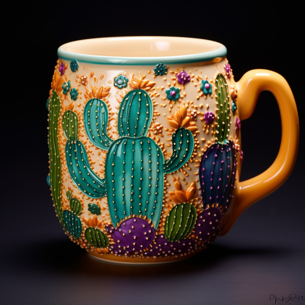 Colorful cactus ceramic mug