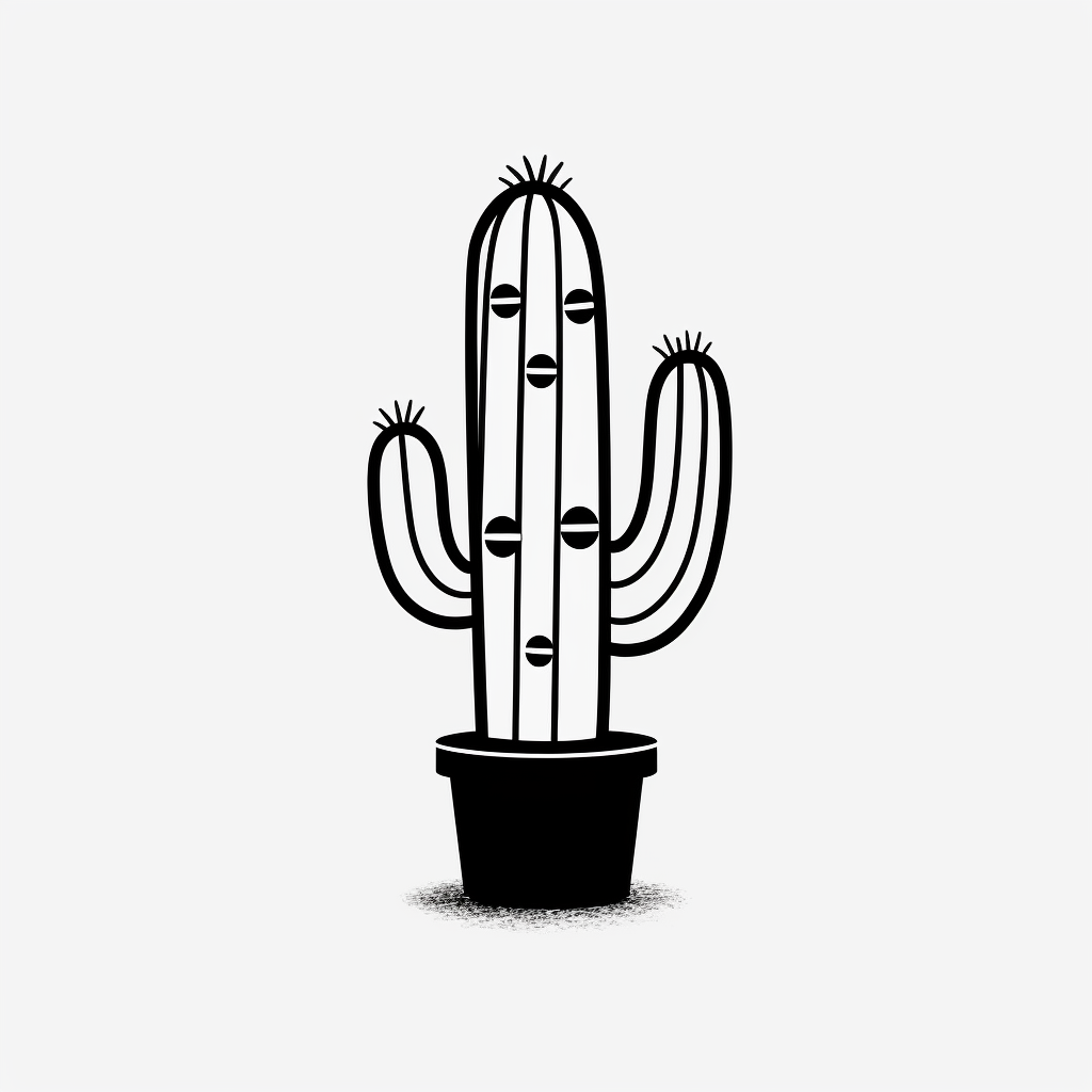 Minimalist cactus with eyes, hands, and feet