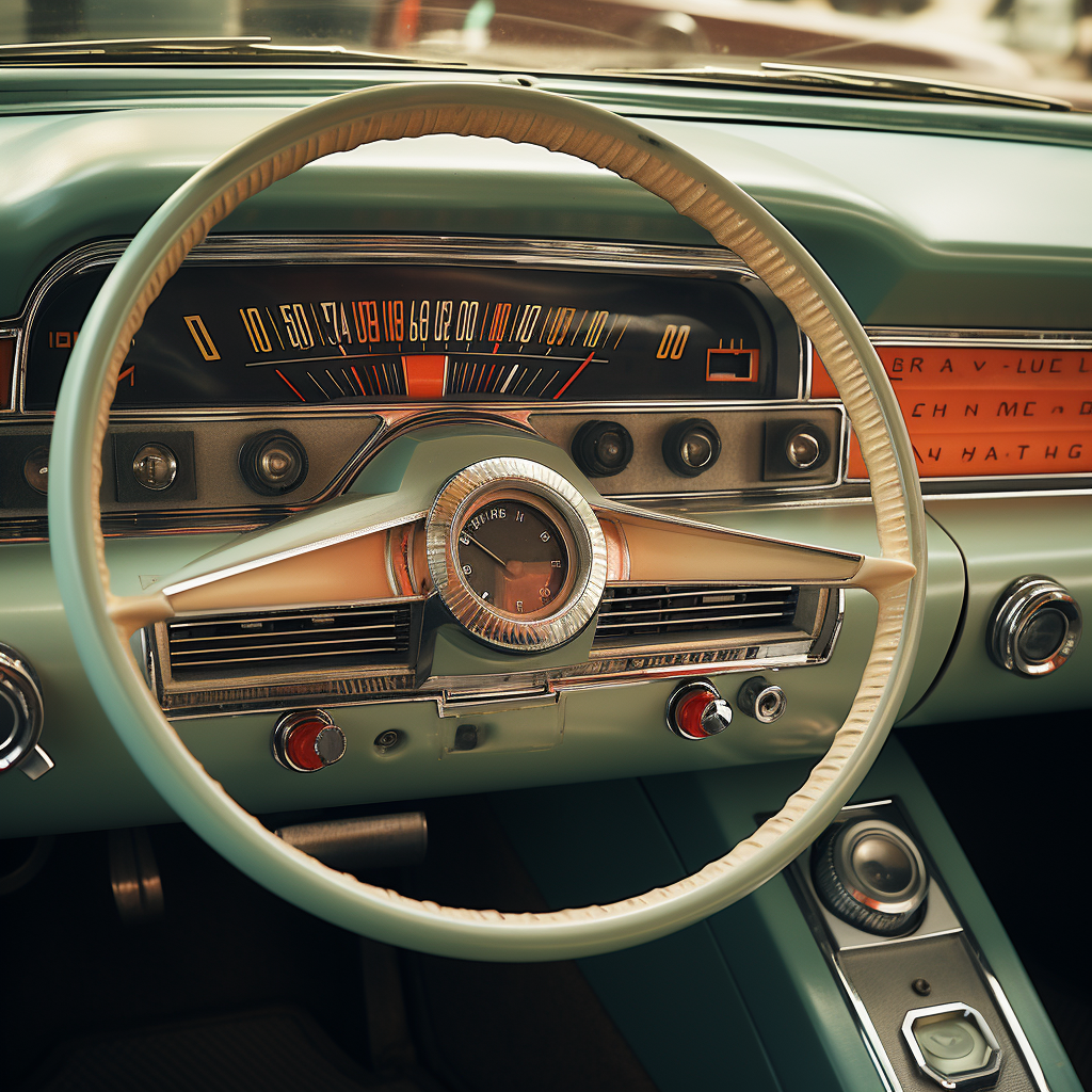 Stylish Cadillac spaceship interior with analog buttons