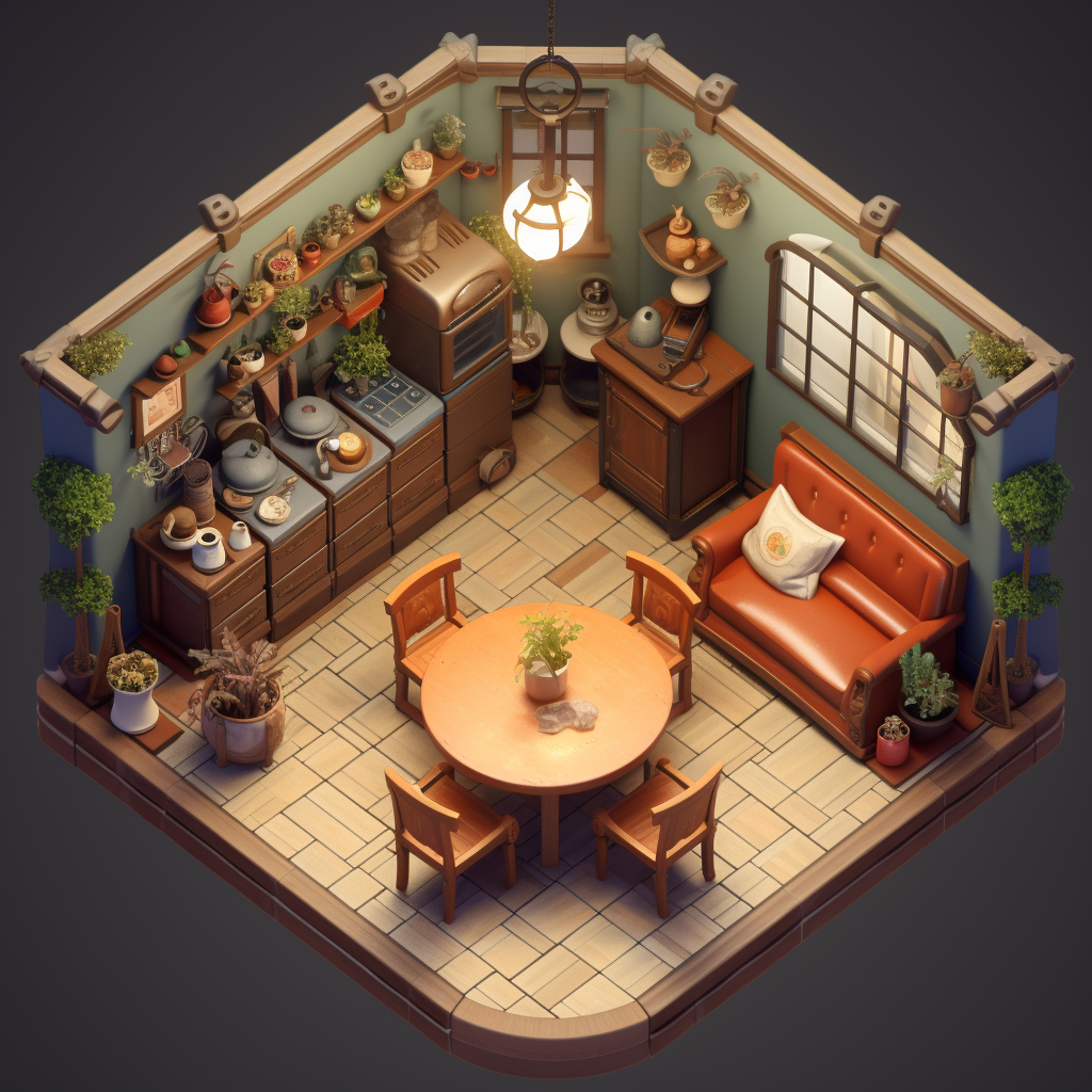 Cozy cafe room scene