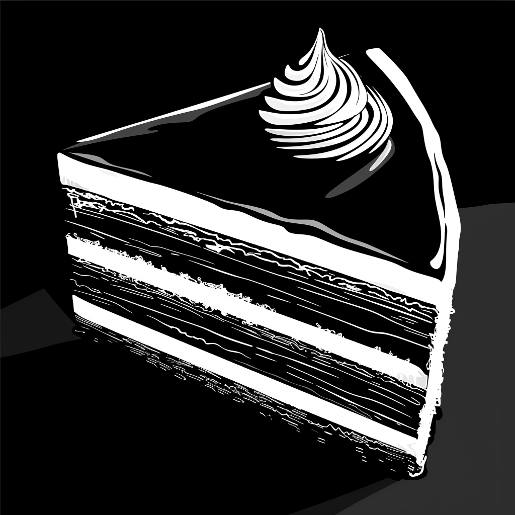 Cake Slice Black White Vector