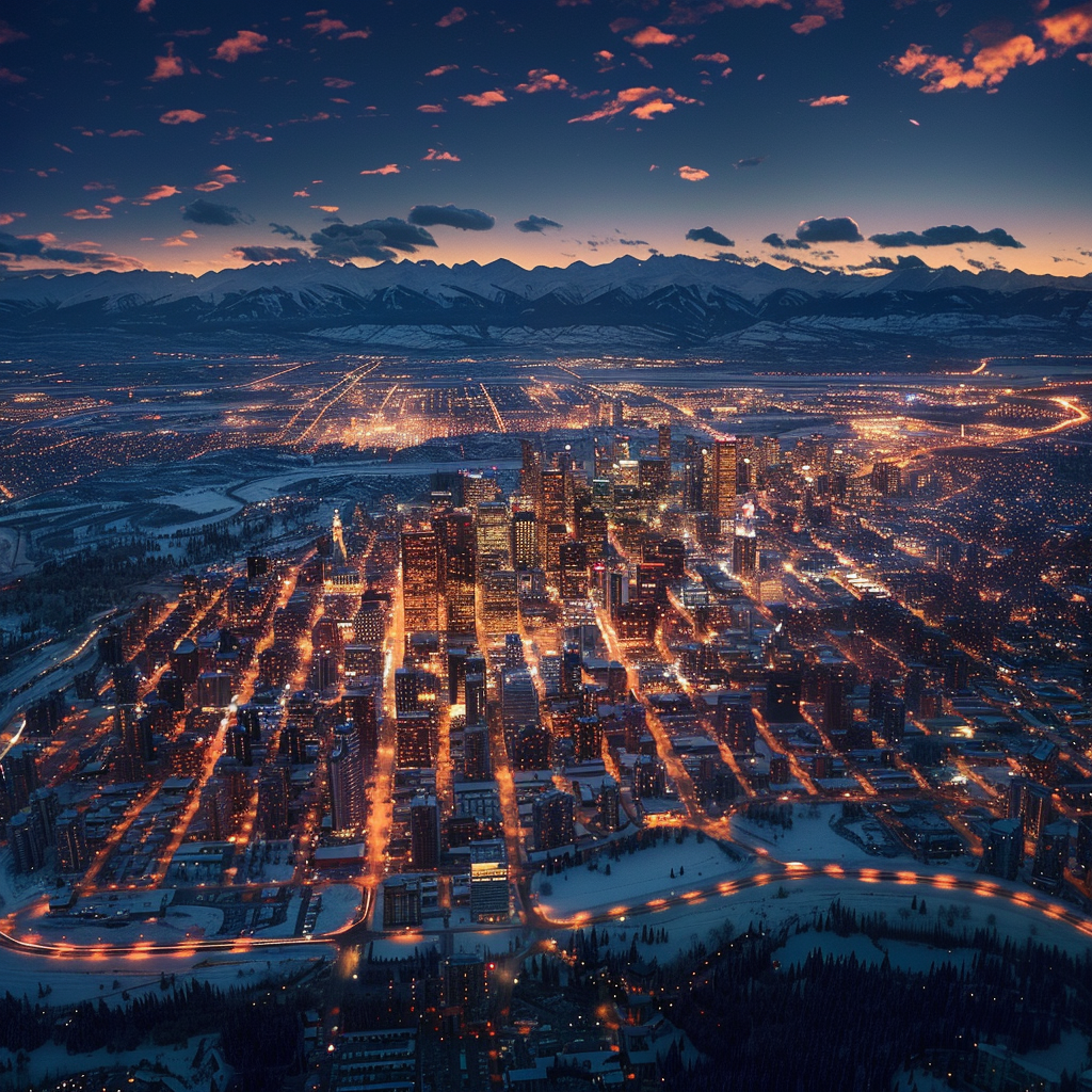 Twilight Calgary City Lights Mountains