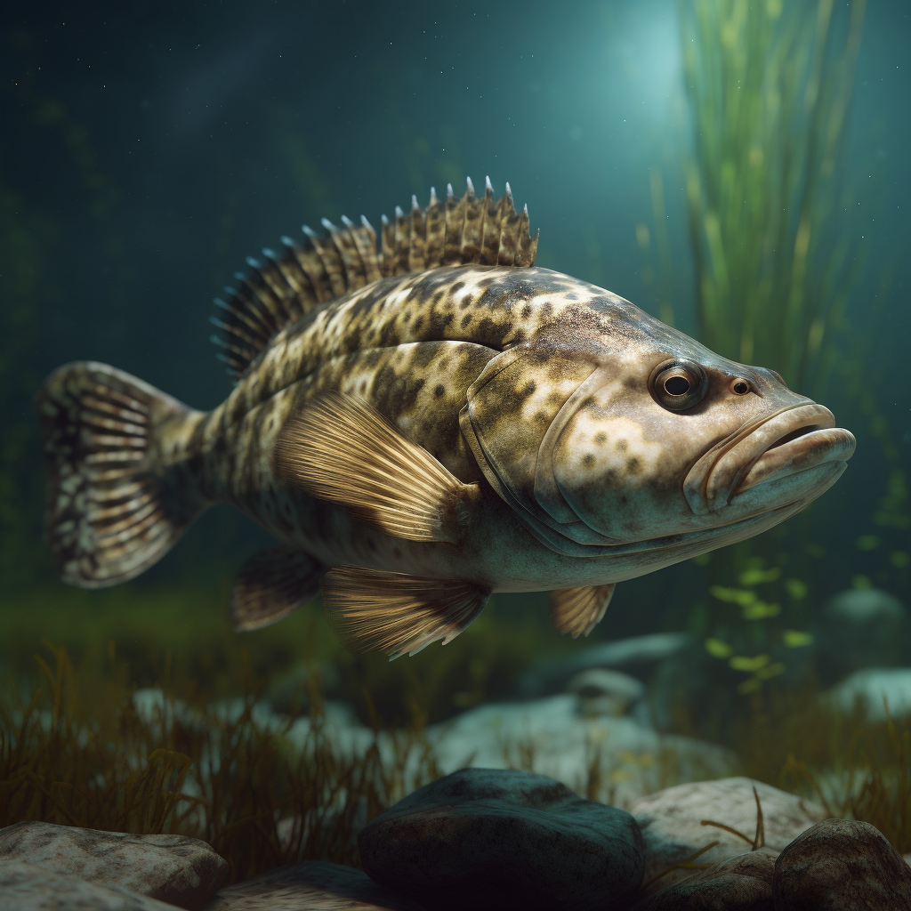 Beautiful Calico Bass Swimming Underwater