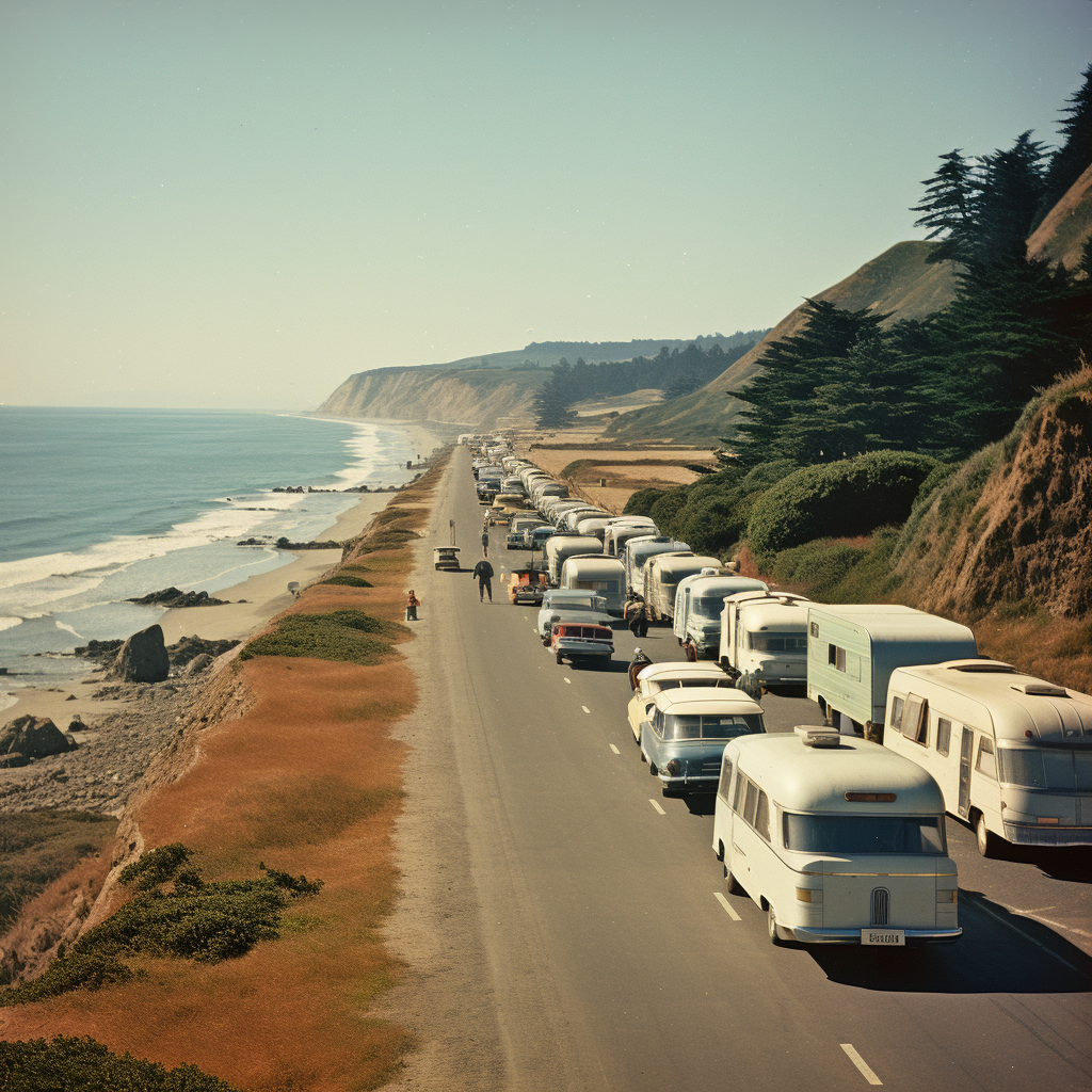 Trailers Airstreams RVs on California Coast