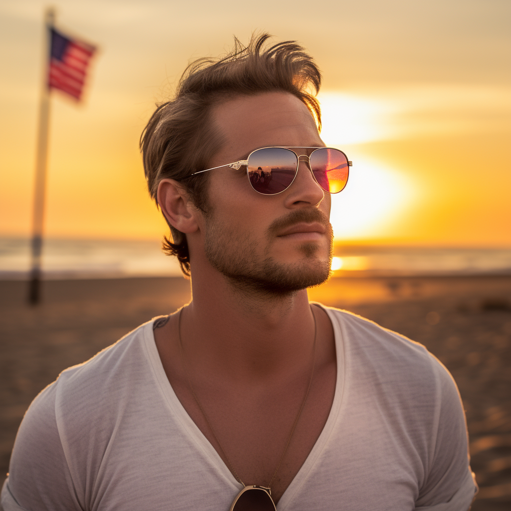 Man with White Scar enjoying California Sunset