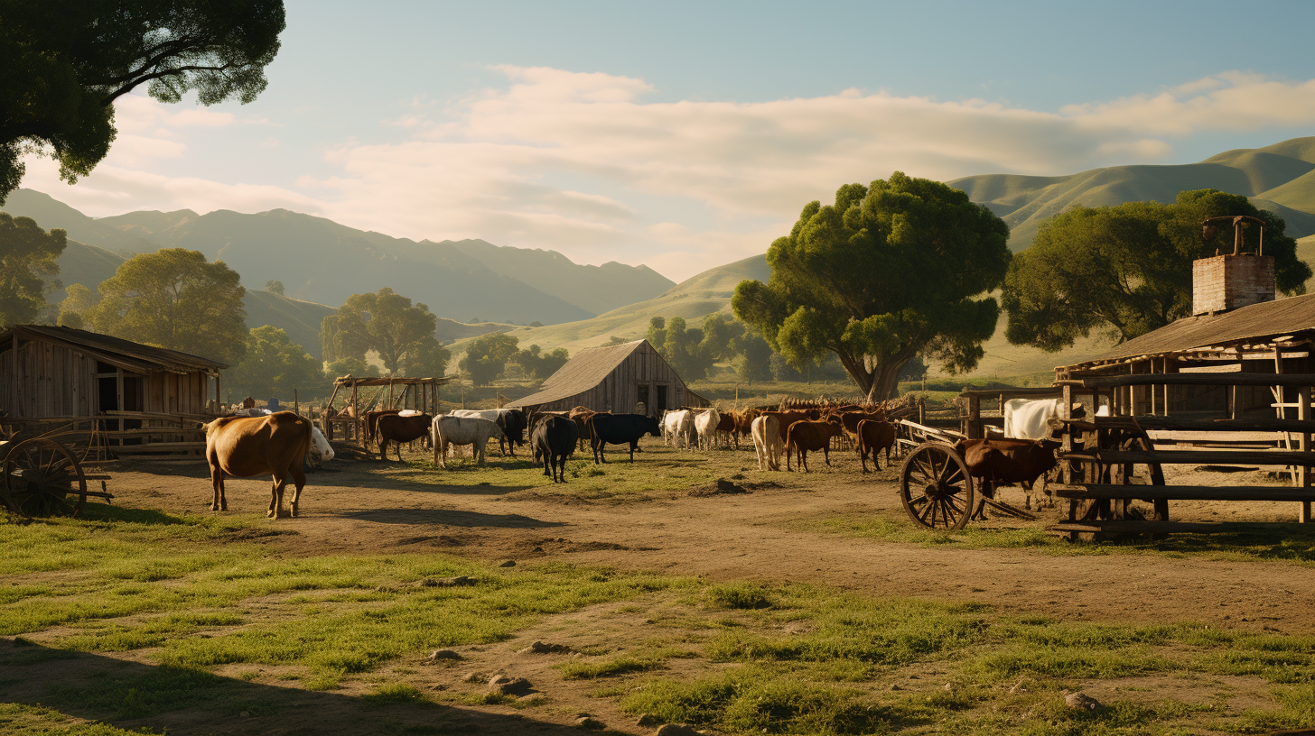 Tranquil Californio ranch life scene