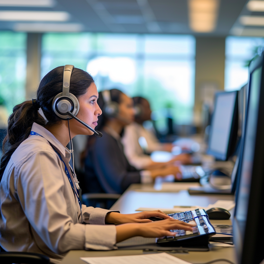 Call center professionals engaged in VoIP services