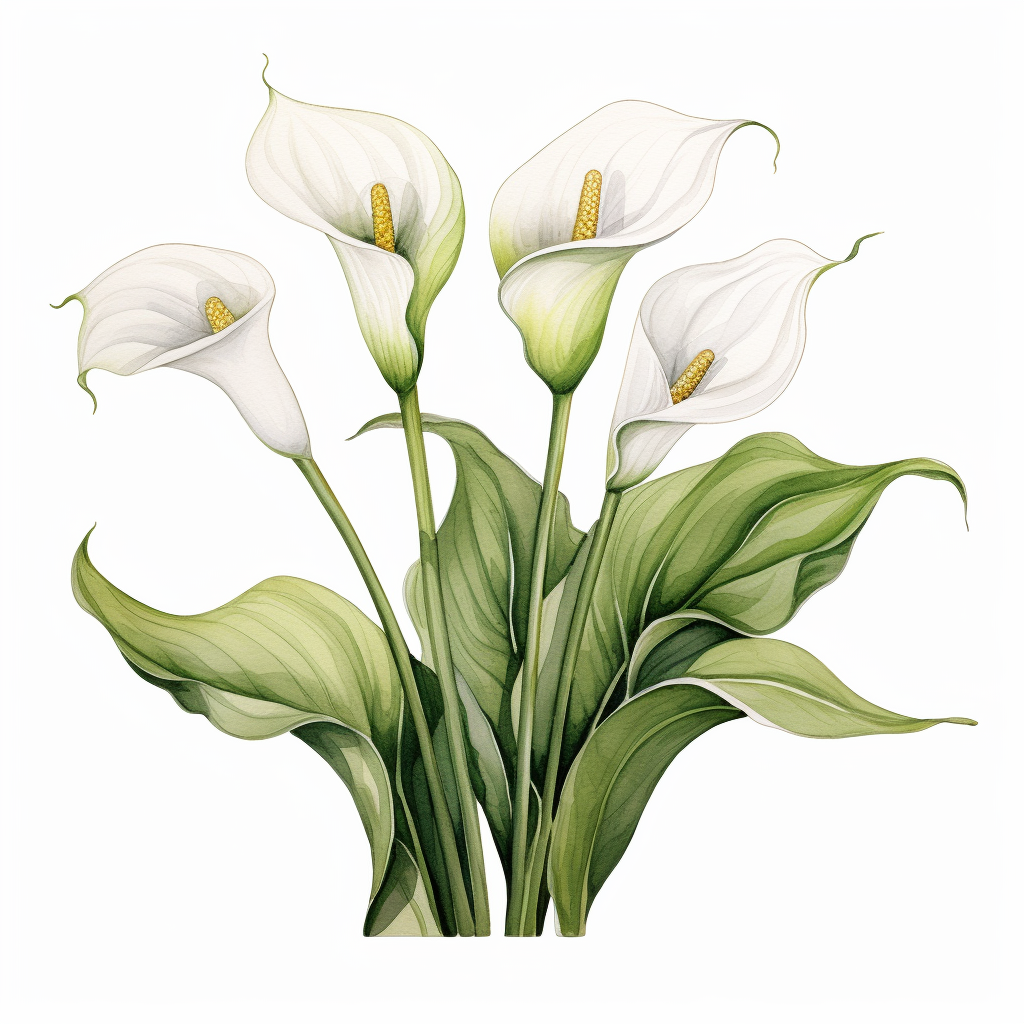 Stunning calla lilly illustration on white background