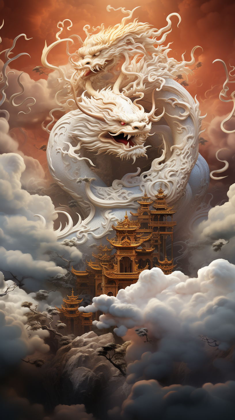 Chinese dragon made of clouds