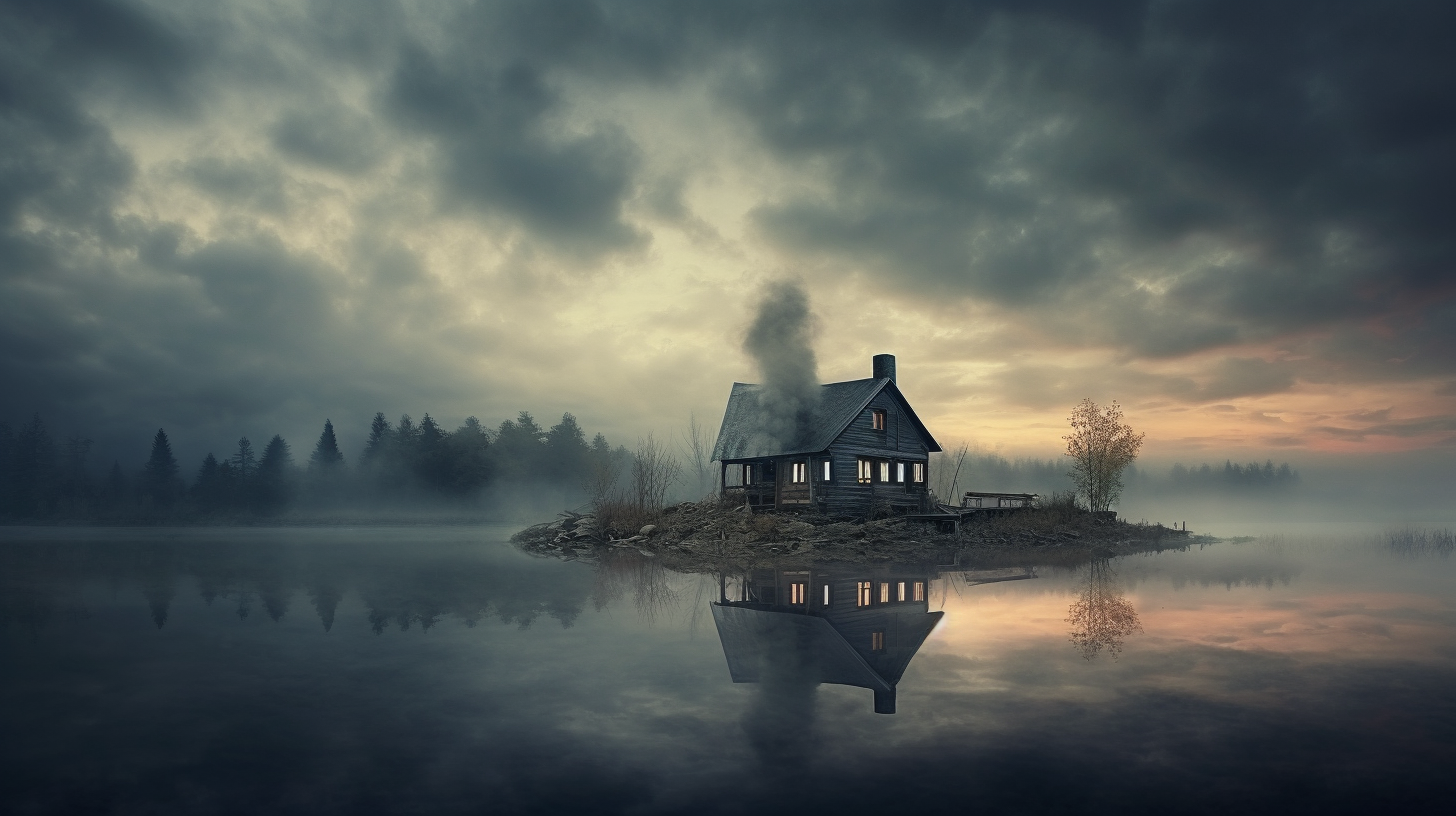 Old House by Calm Lake