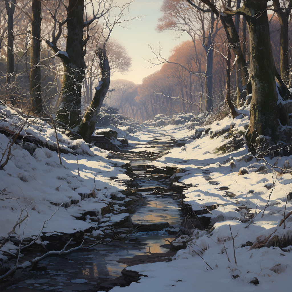 Winter Woods with Cobble Road