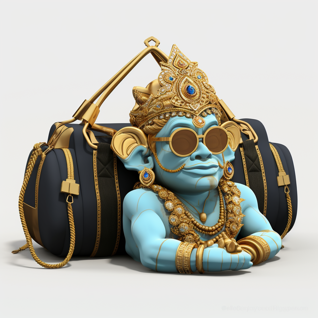 Adorable Baby Wearing Cambodian Hanuman Mask and Gold Accessories