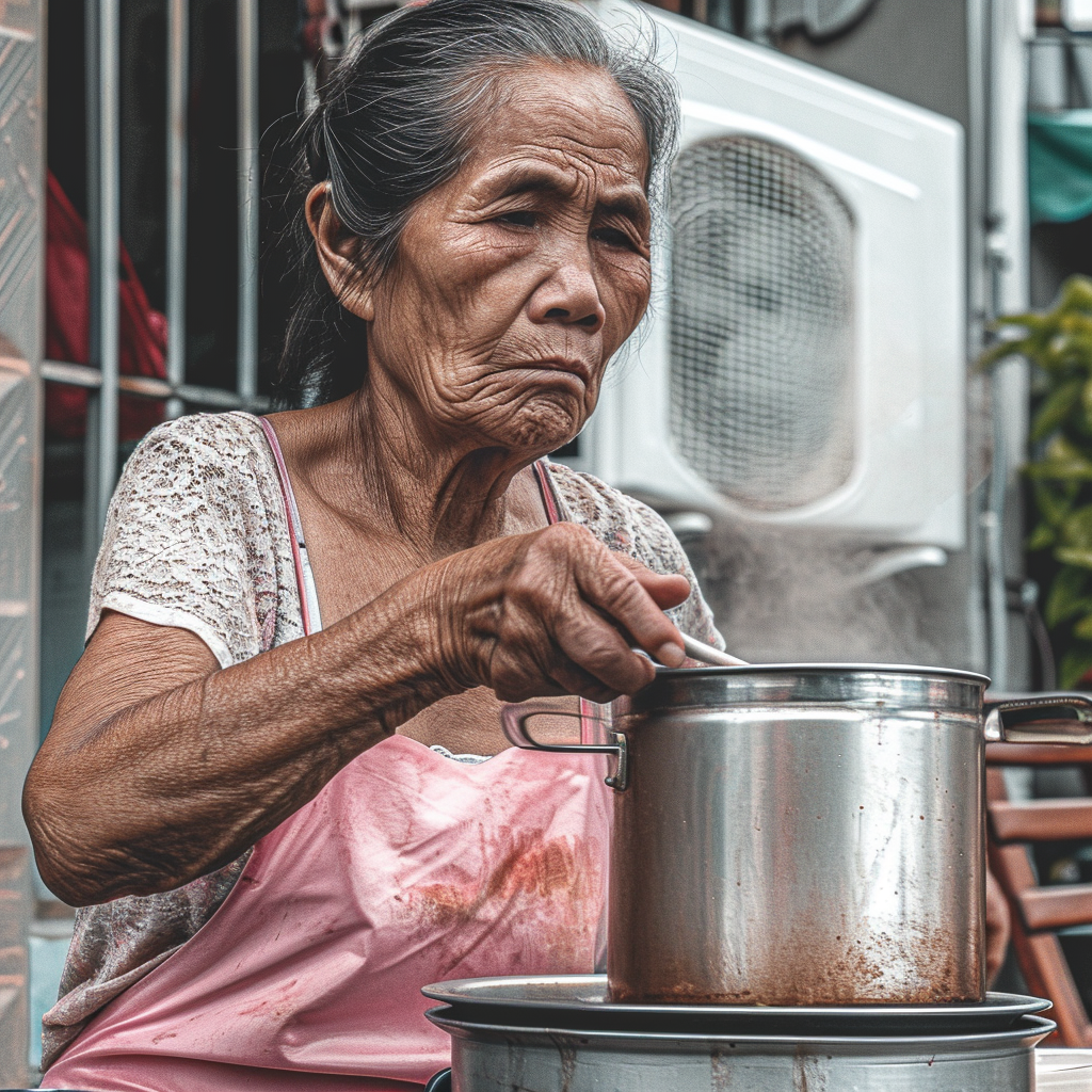 Cambodian Woman Cooking with Cinematic Lighting