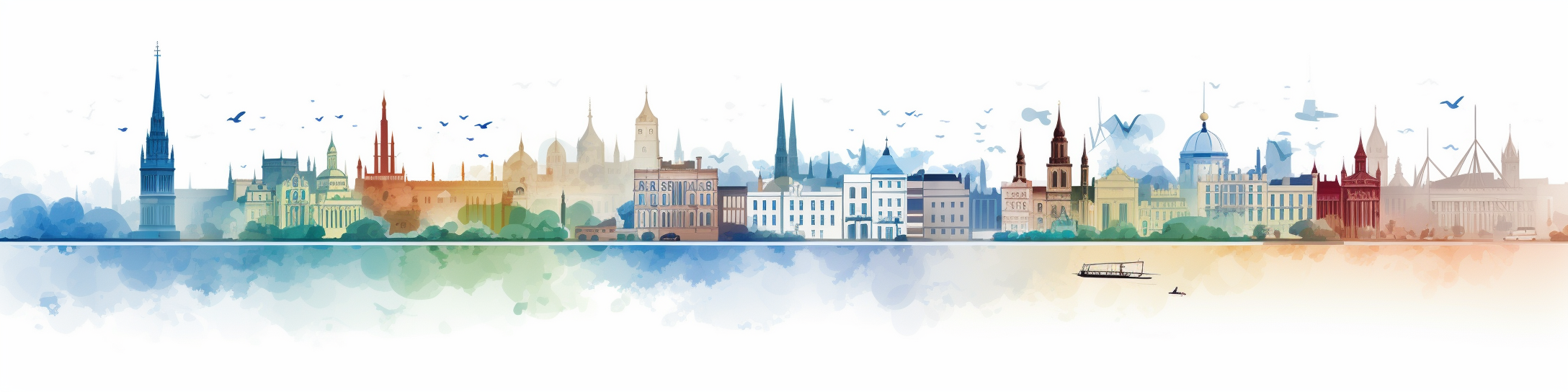 Cambridge UK Skyline Illustration