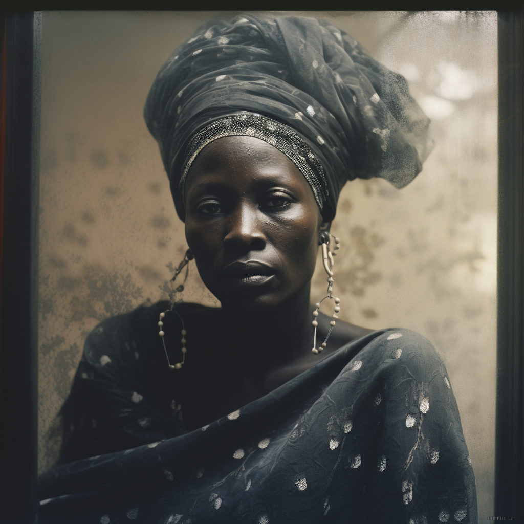 Cameroonian woman behind opaque glass