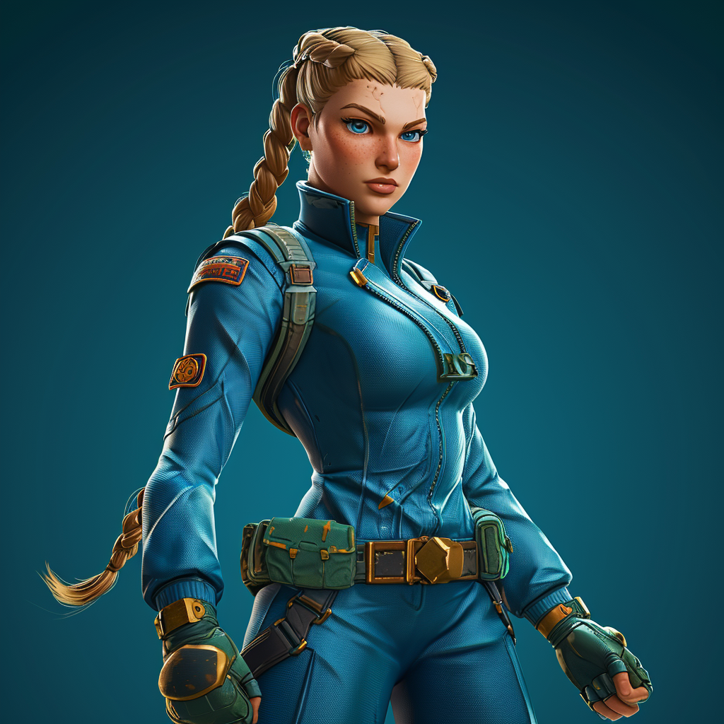 Stylized Cammy in Blue Suit Artwork