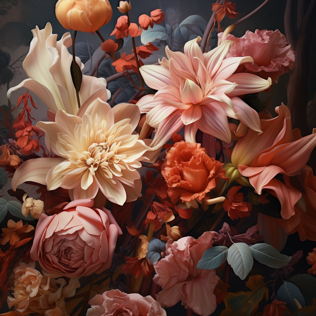 Beautiful camouflage flowers in art