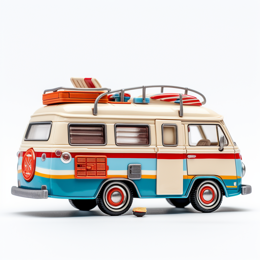 White background camper toy