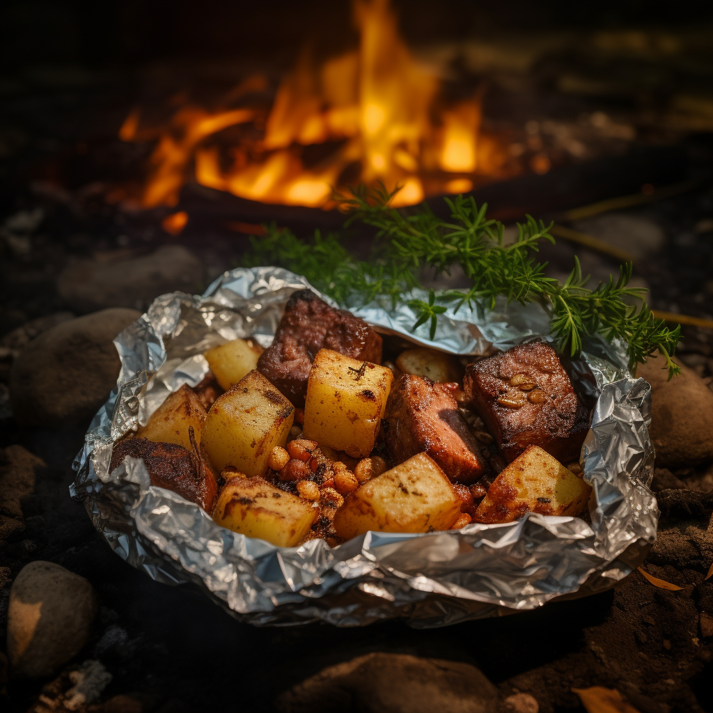 Flavorful campfire cooking with foil pan