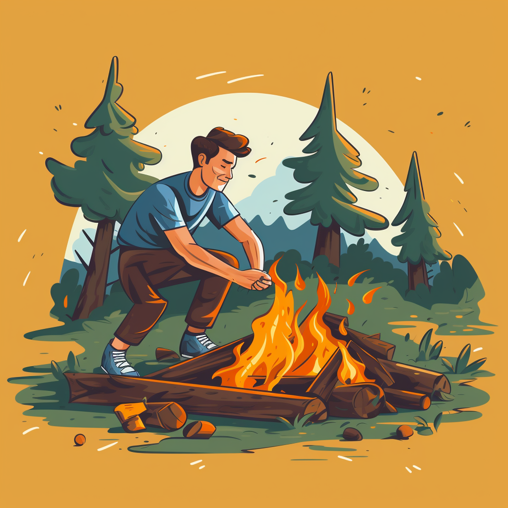 Person struggling with campfire ?