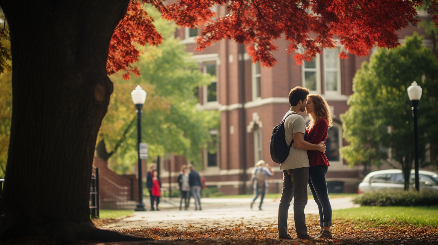 Couple Smiling on Campus  ?