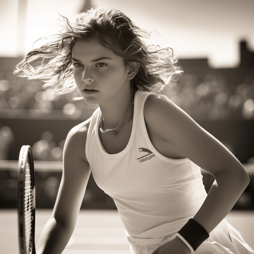 Camren Bicondova swinging tennis racket