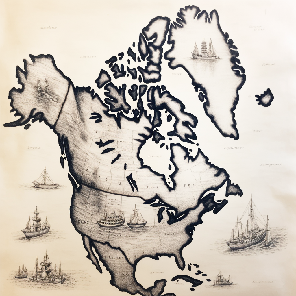 Hand-drawn sketch of Canada map