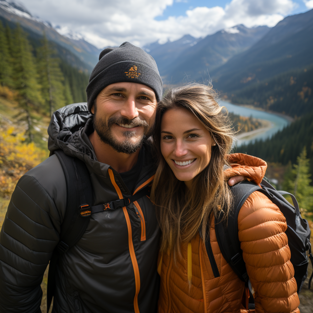 Hiking couple in Canadian Rockies