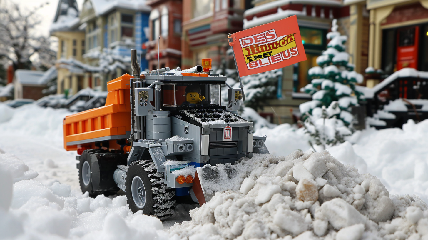 Snow removal operation in Canadian suburb street image