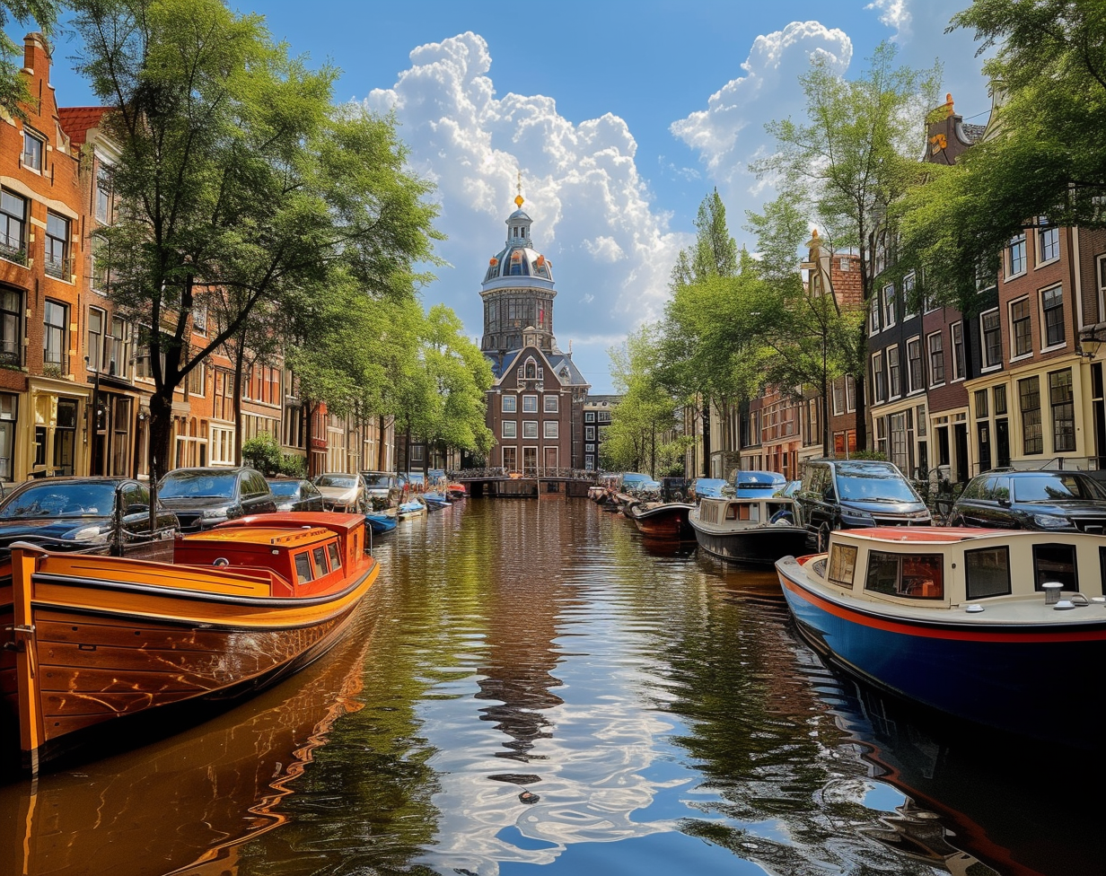 Amsterdam Canals Sunny Day