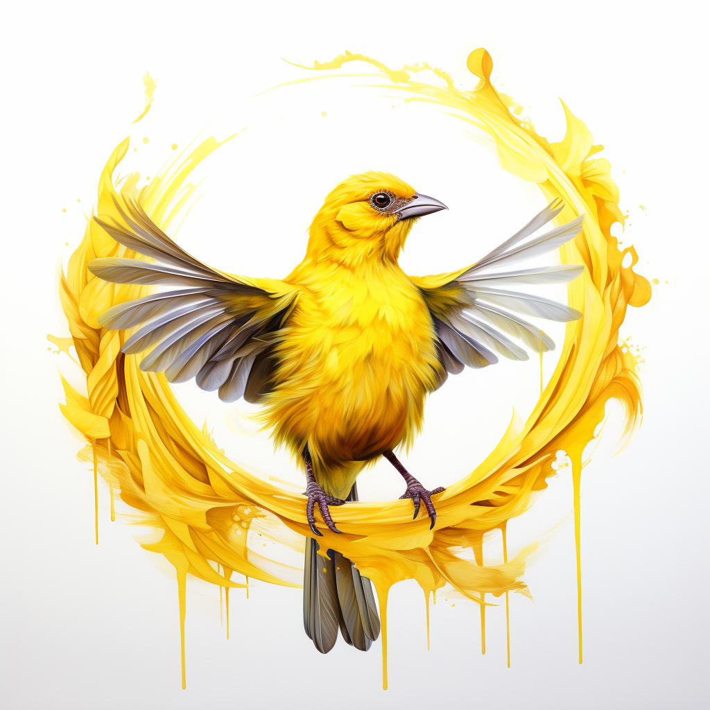 Canary surrounded by yellow feathers