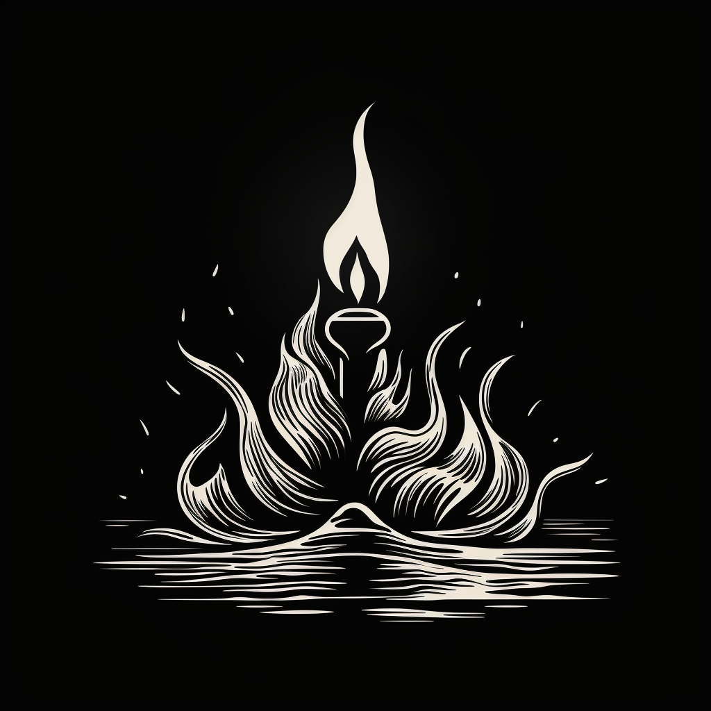 Candle Light Flame Woodcut