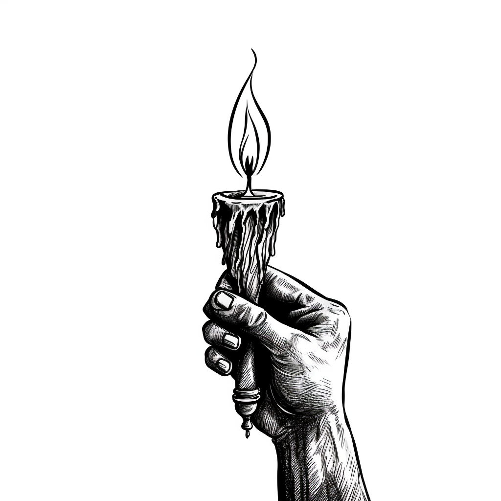 Hand-drawn sketch of a candle going out