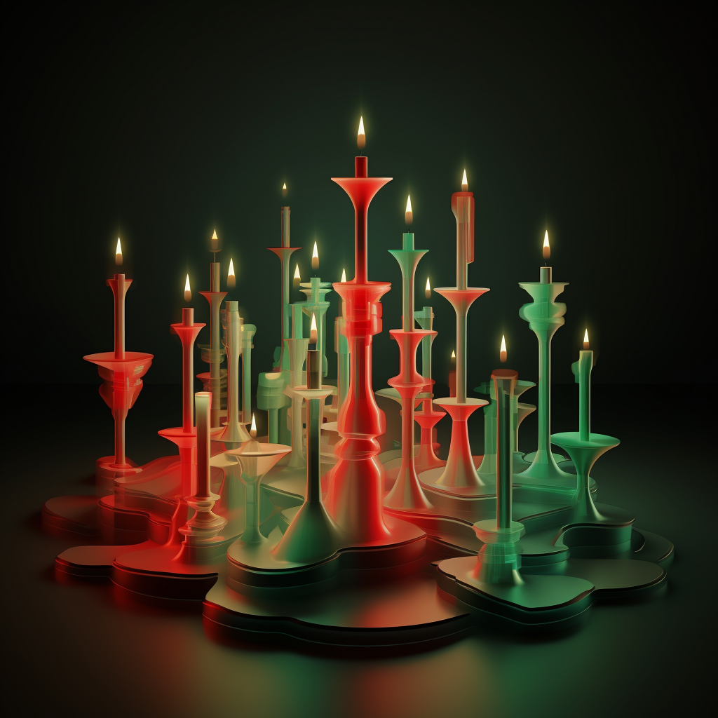 Red and green candlestick formations