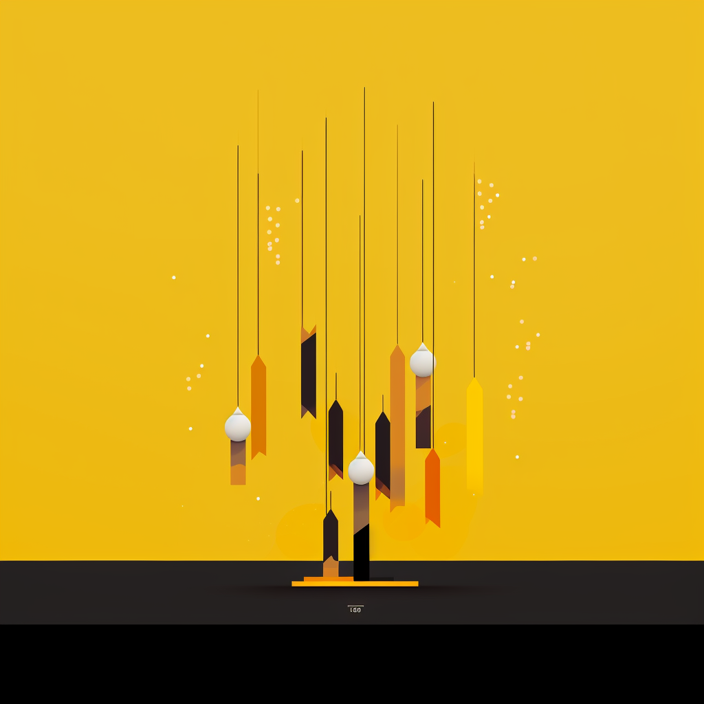 Abstract candlestick trading with yellow accents